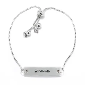 Silver Police Wife Adjustable Bar Bracelet