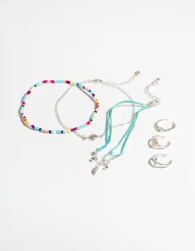 Silver Rainbow Toe & Anklet Set