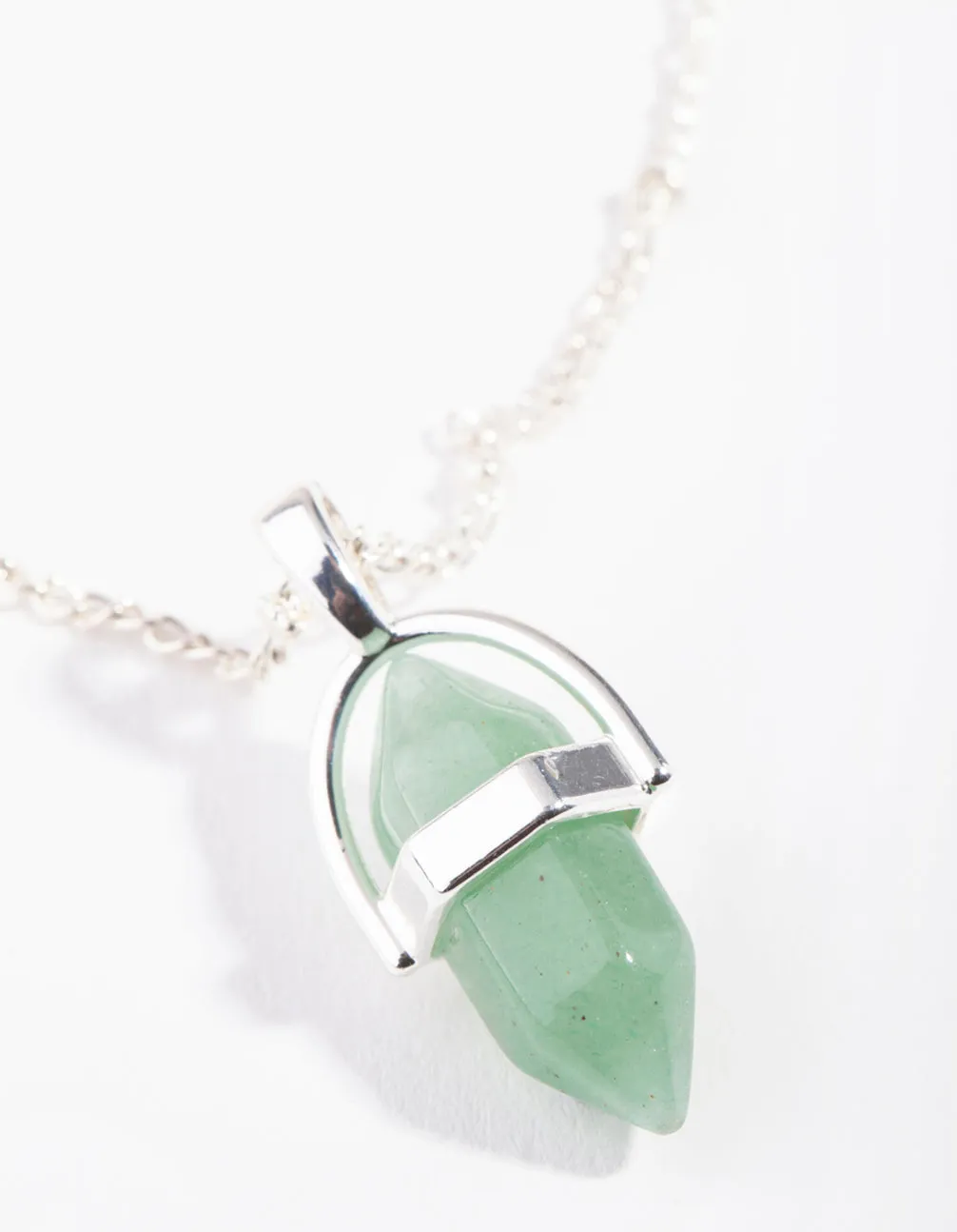 Silver Small Shard Jade Stone Necklace