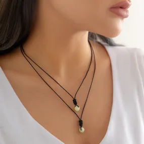 Simple And Fashionable Double-layer Wax Thread Adjustable Necklace