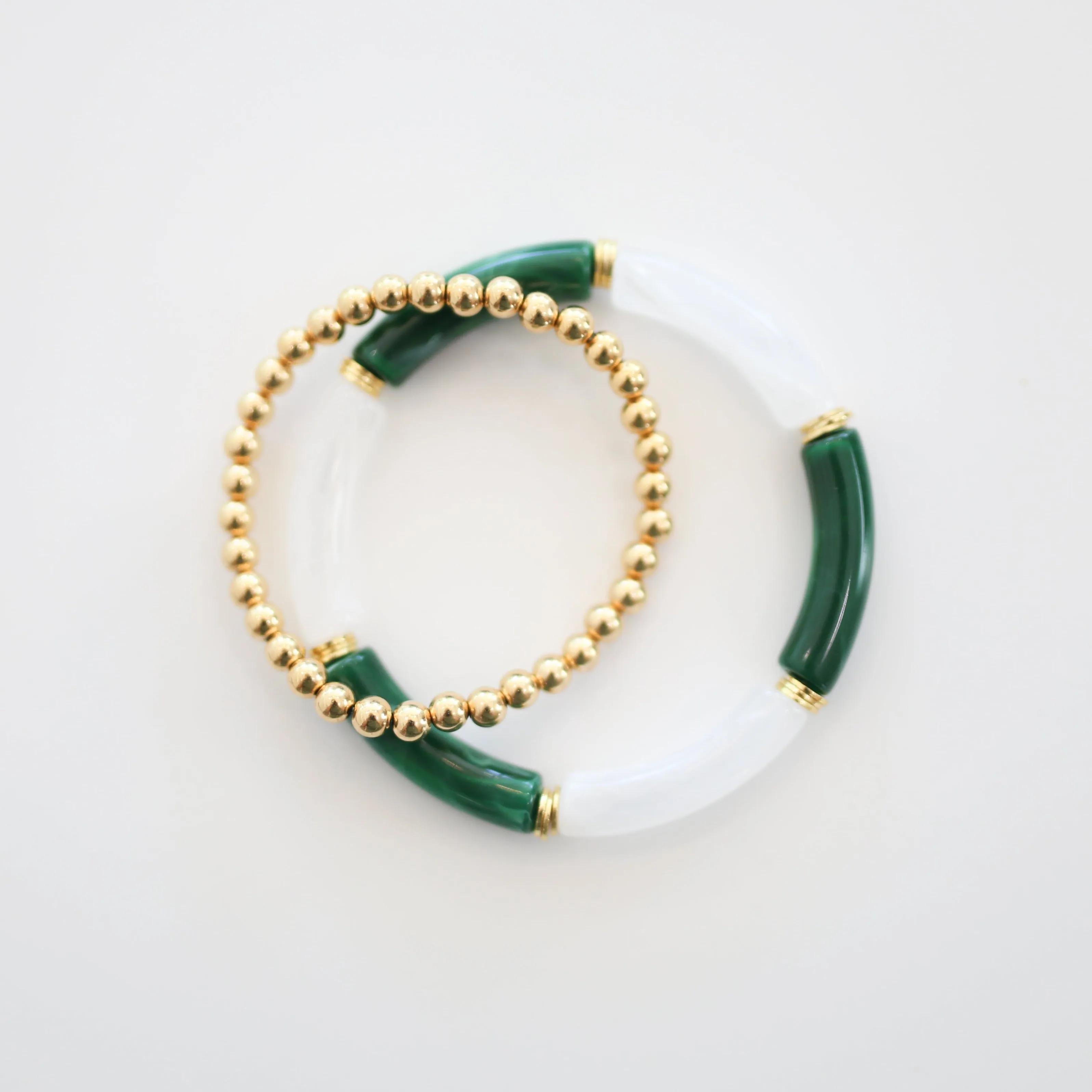 Skinny Acrylic Bamboo Bracelet: Green   Alabaster