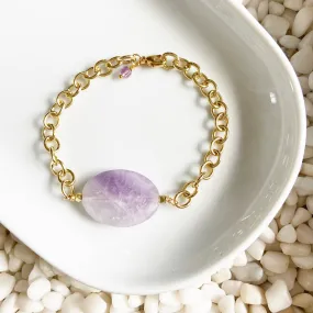 Smooth Amethyst Chunky Chain Bracelet in Silver or Gold