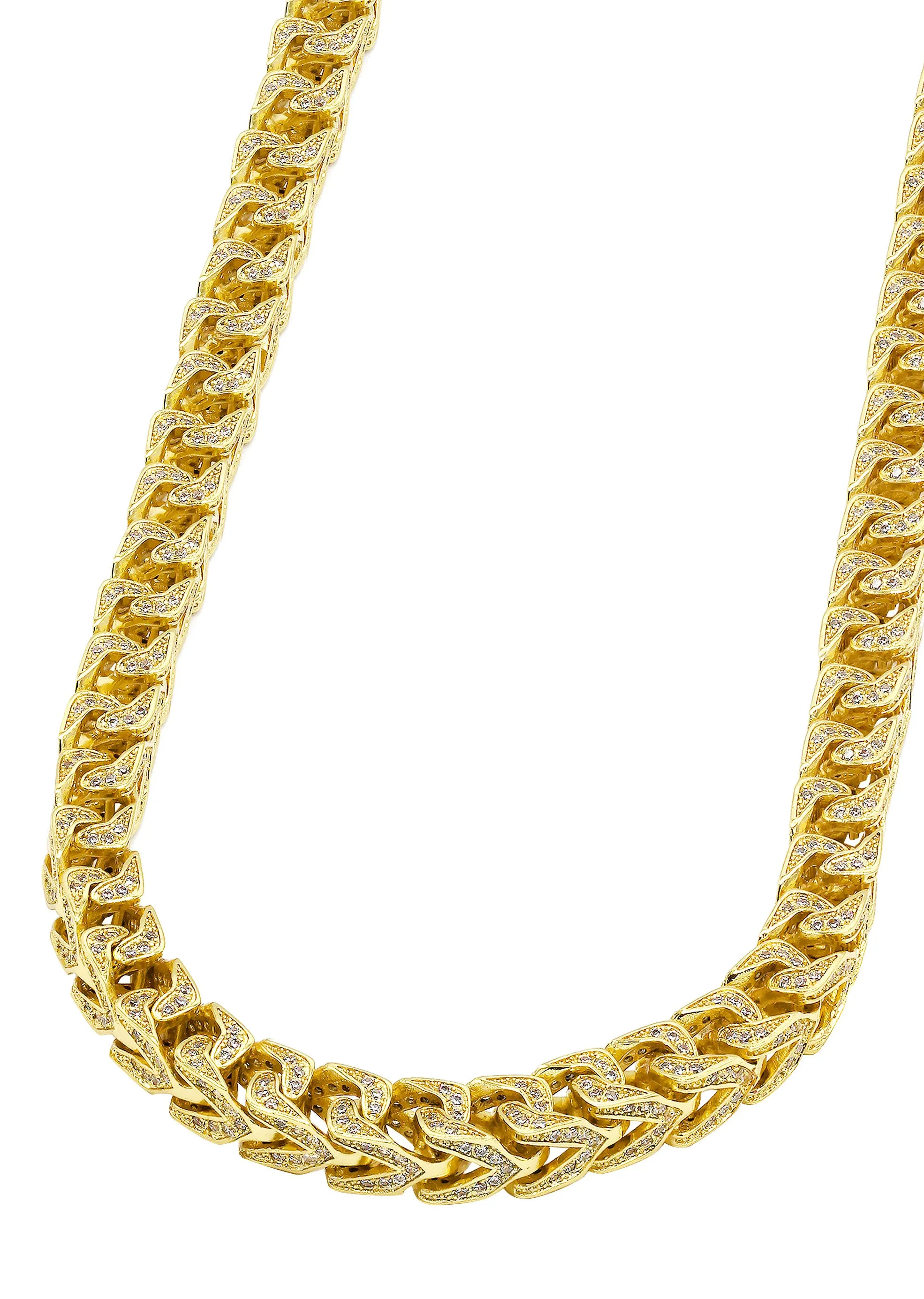 Solid Gold Iced Out Franco Chain & Bracelet ( 8 Mm )