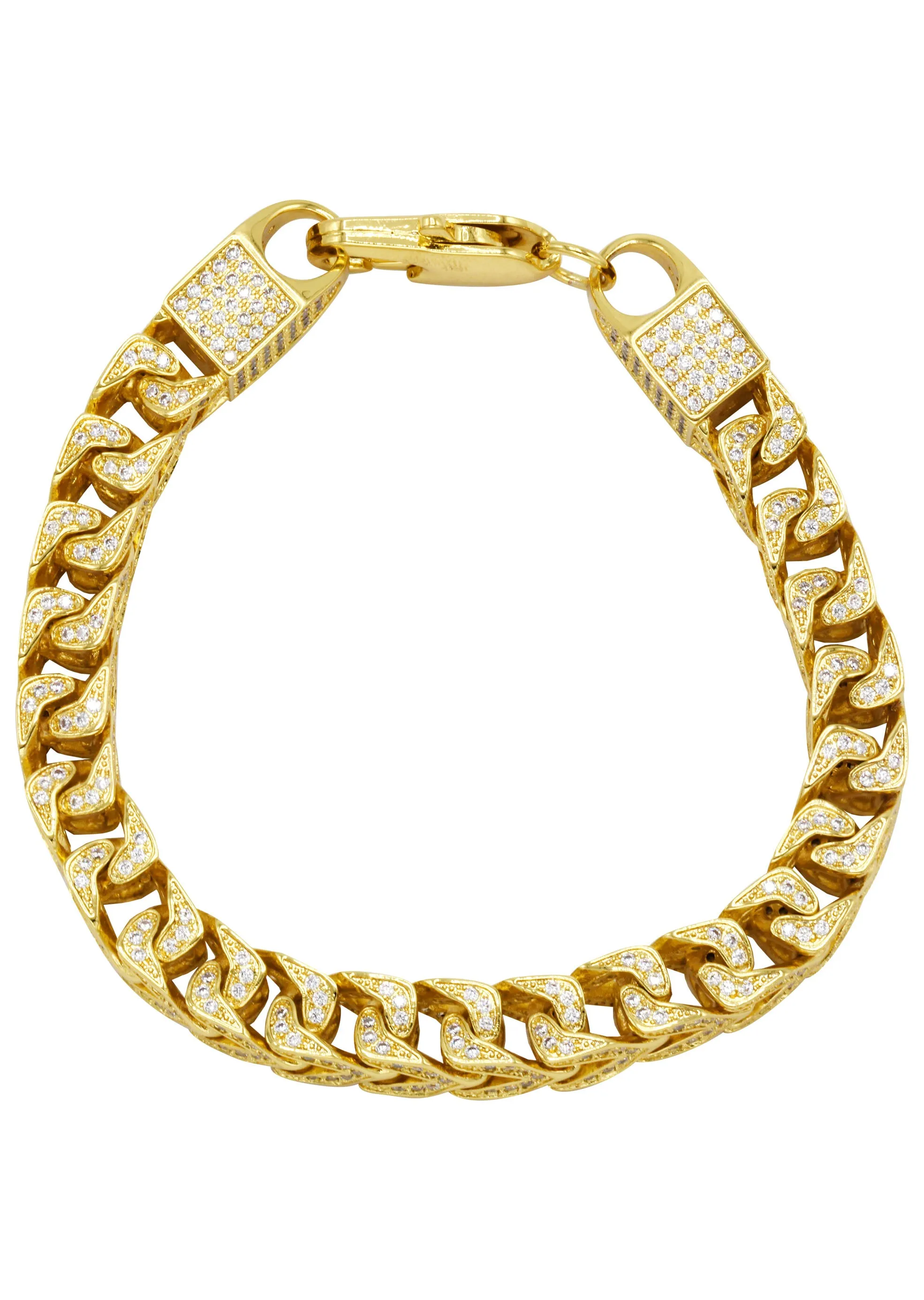 Solid Gold Iced Out Franco Chain & Bracelet ( 8 Mm )