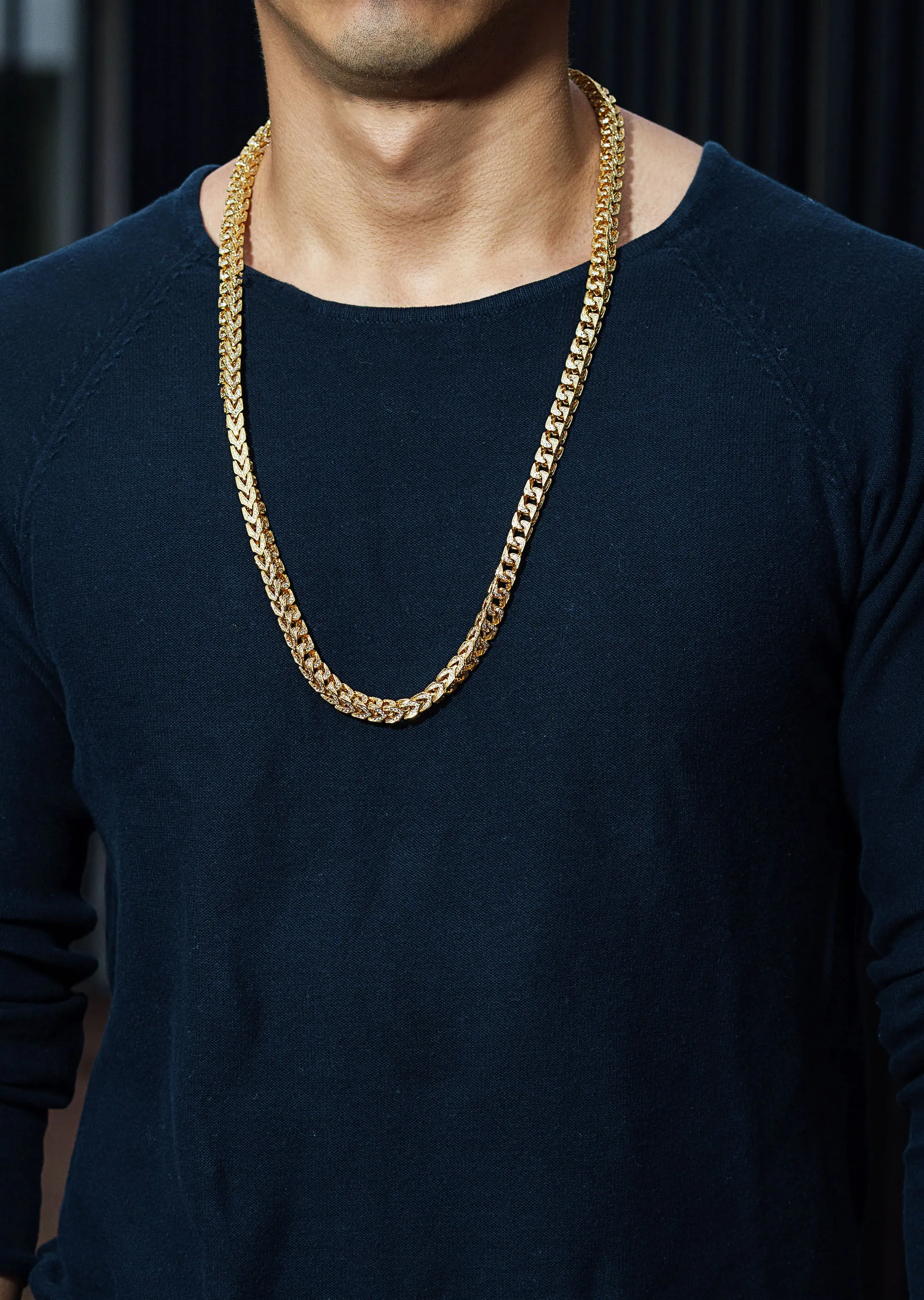 Solid Gold Iced Out Franco Chain & Bracelet ( 8 Mm )