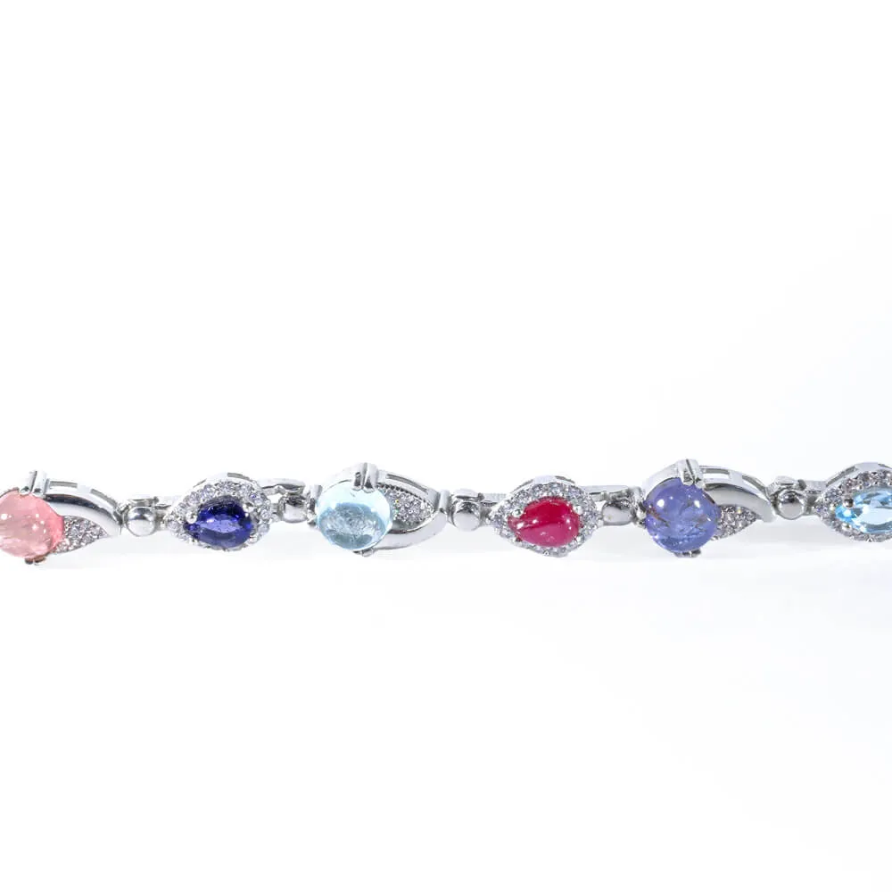 Special Mixed Gemstone Silver Bracelet SCB-016