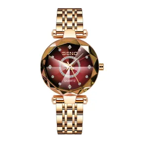 Starry Sky Diamond Surface Bright Multi-Angular Glass Solid Refined Steel Belt Women's Waterproof Watch