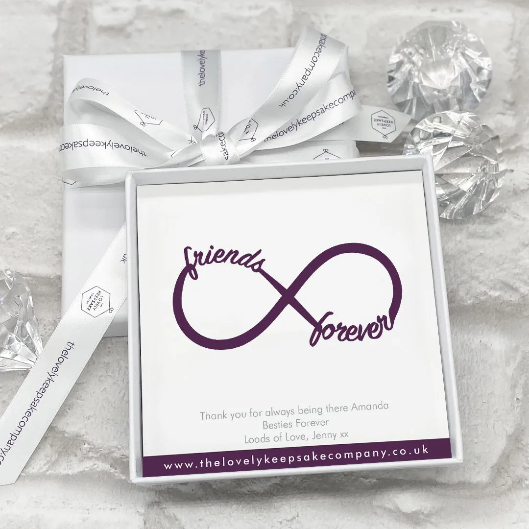 Sterling Silver Infinity Bangle 'Friends Forever' Personalised Gift Box