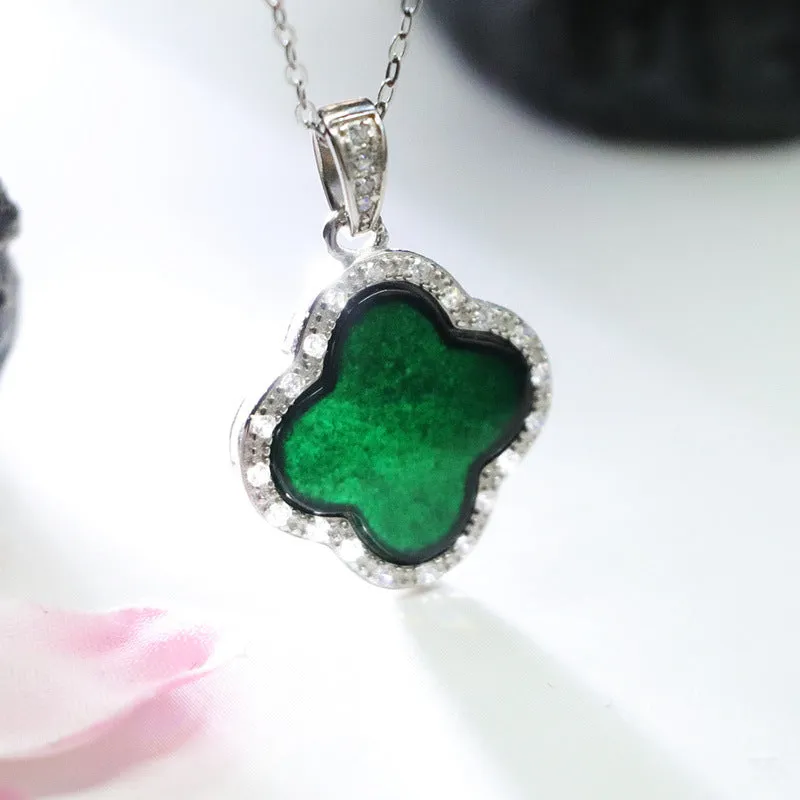 Sterling Silver Jade Clover Necklace - Fortune's Favor Jewelry