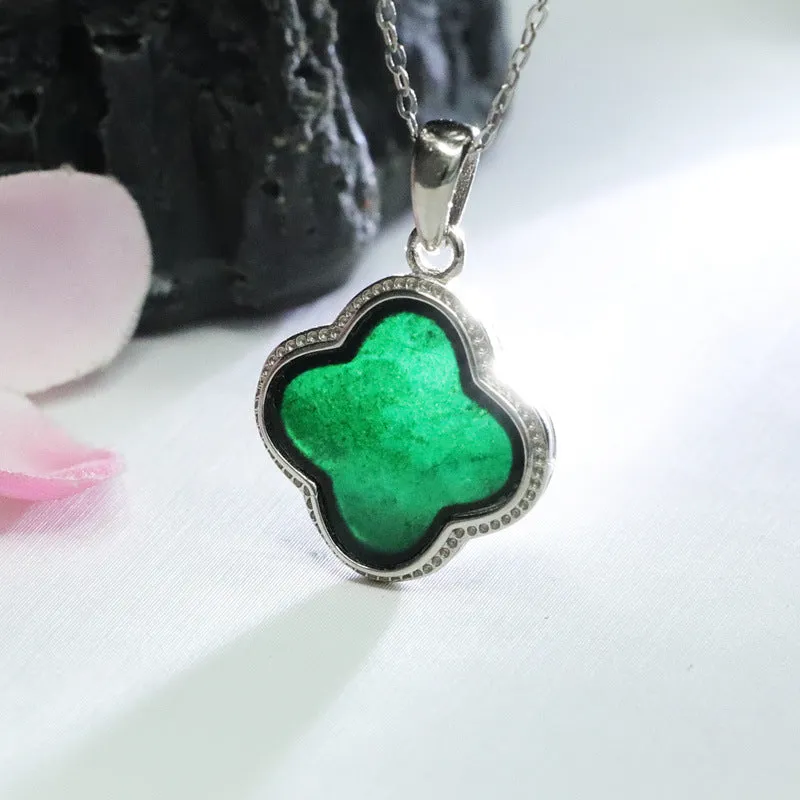 Sterling Silver Jade Clover Necklace - Fortune's Favor Jewelry