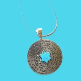 Sterling Silver Necklace Pendant Ana be coach pendant Israeli kabbalah  opal star David