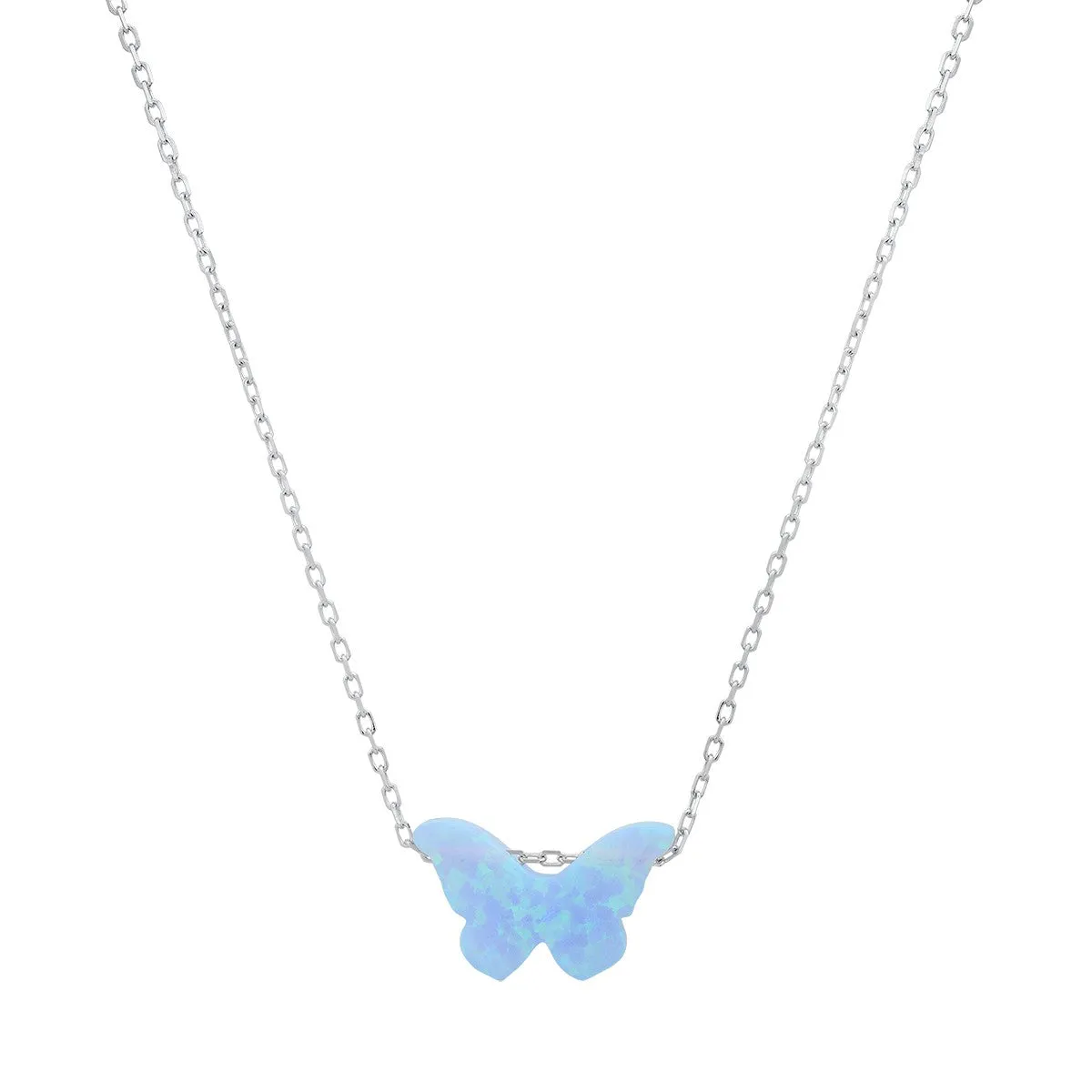 Sterling Silver Opal Butterfly Necklace