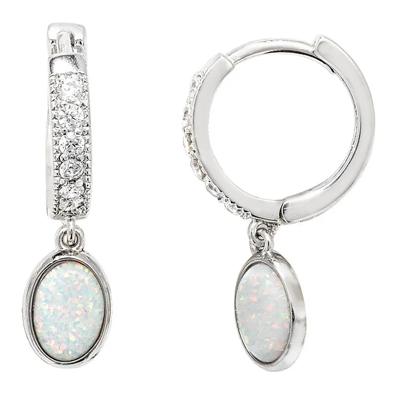 Sterling Silver Opal Drop Earrings