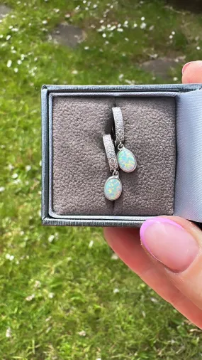 Sterling Silver Opal Drop Earrings