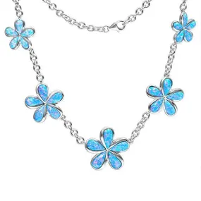 Sterling Silver Opal Plumeria Charm Necklace by Alamea