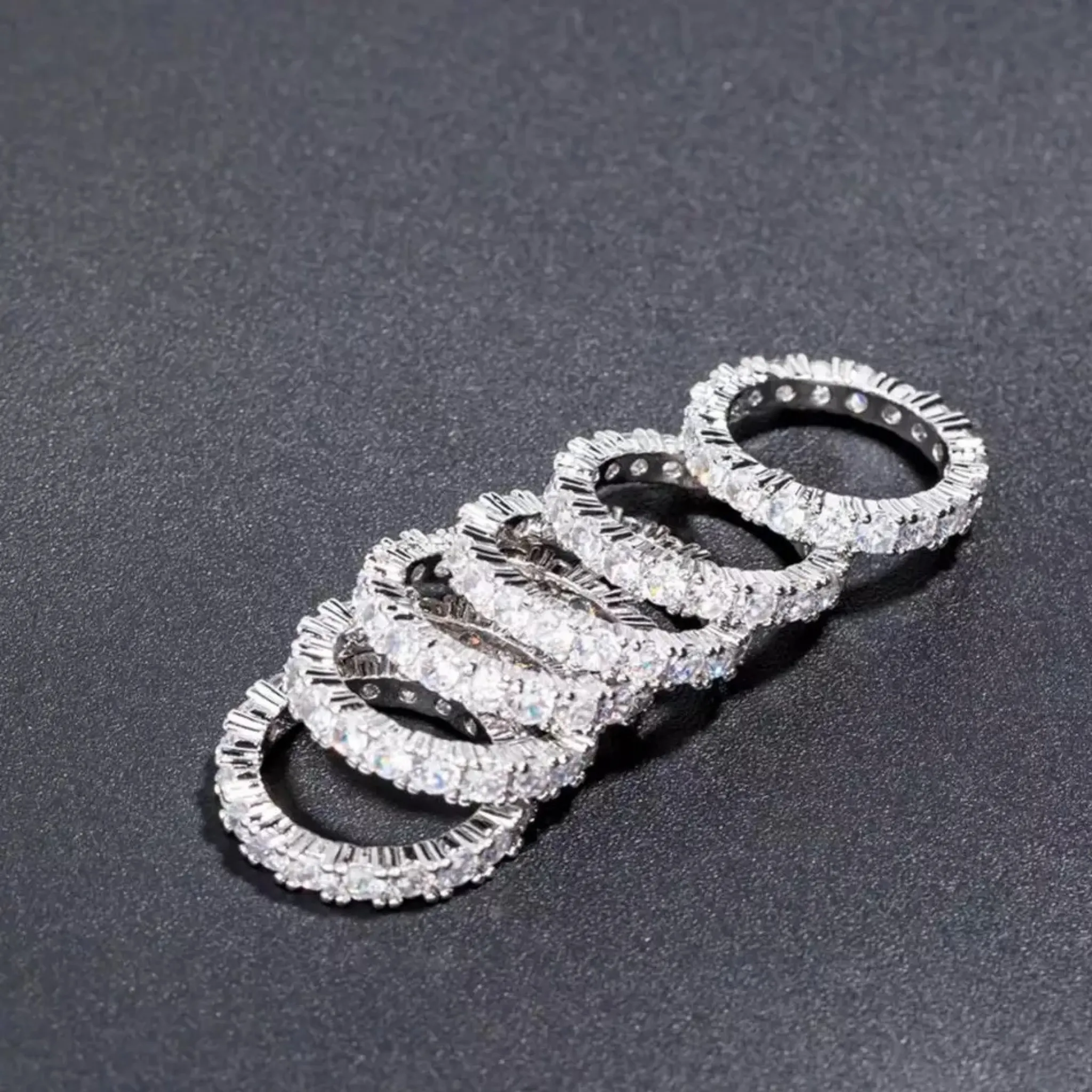 Sterling Silver Pave Set Eternity Ring