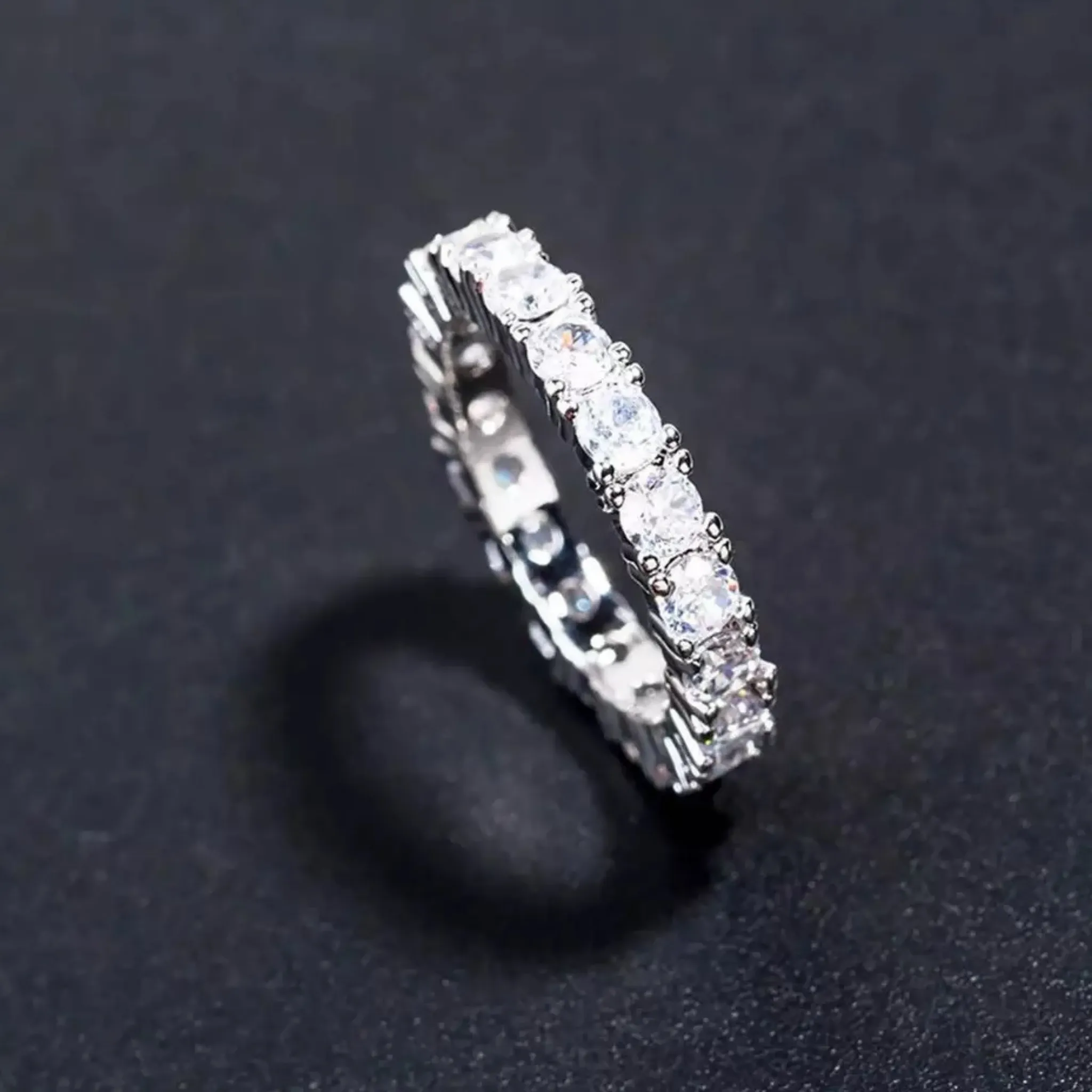 Sterling Silver Pave Set Eternity Ring