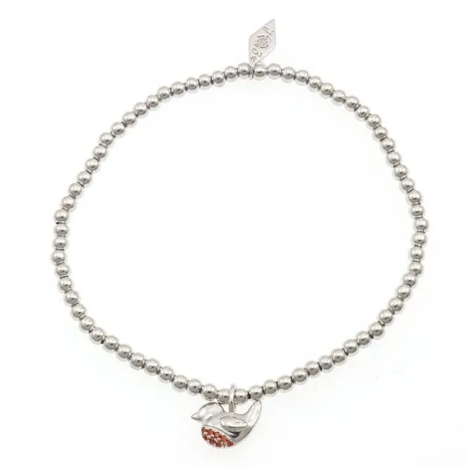 Sterling Silver Rhodium Plated Beaded Robin Bracelet ERLB027