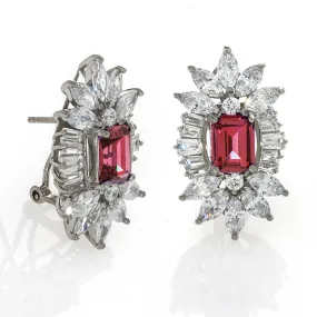 Sterling Silver Ruby CZ Pierced Earrings