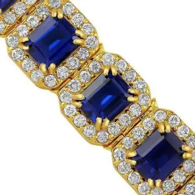 Sterling Silver Yellow Gold Plated Semi-Precious Crystal Sapphire Bracelet