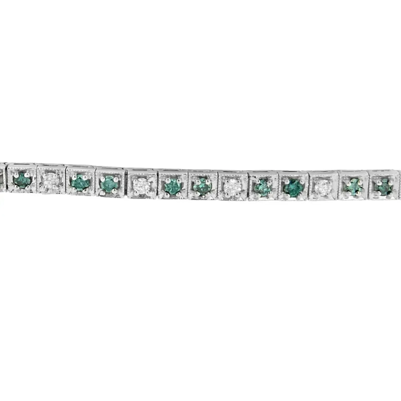 Stunning 14K White Gold Blue Diamond Bracelet with 4.75 CTT for Sophisticated Elegance