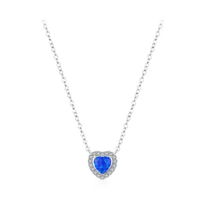 Stylish Opal and Zircon Sterling Silver Love Necklace