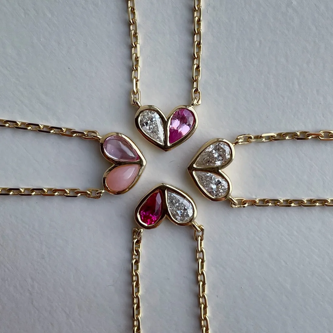 Sweetheart Necklace Pink Sapphire & Pink Opal