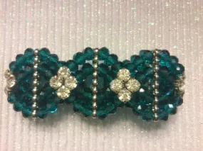 Teal and rhinestone stretch bracelet