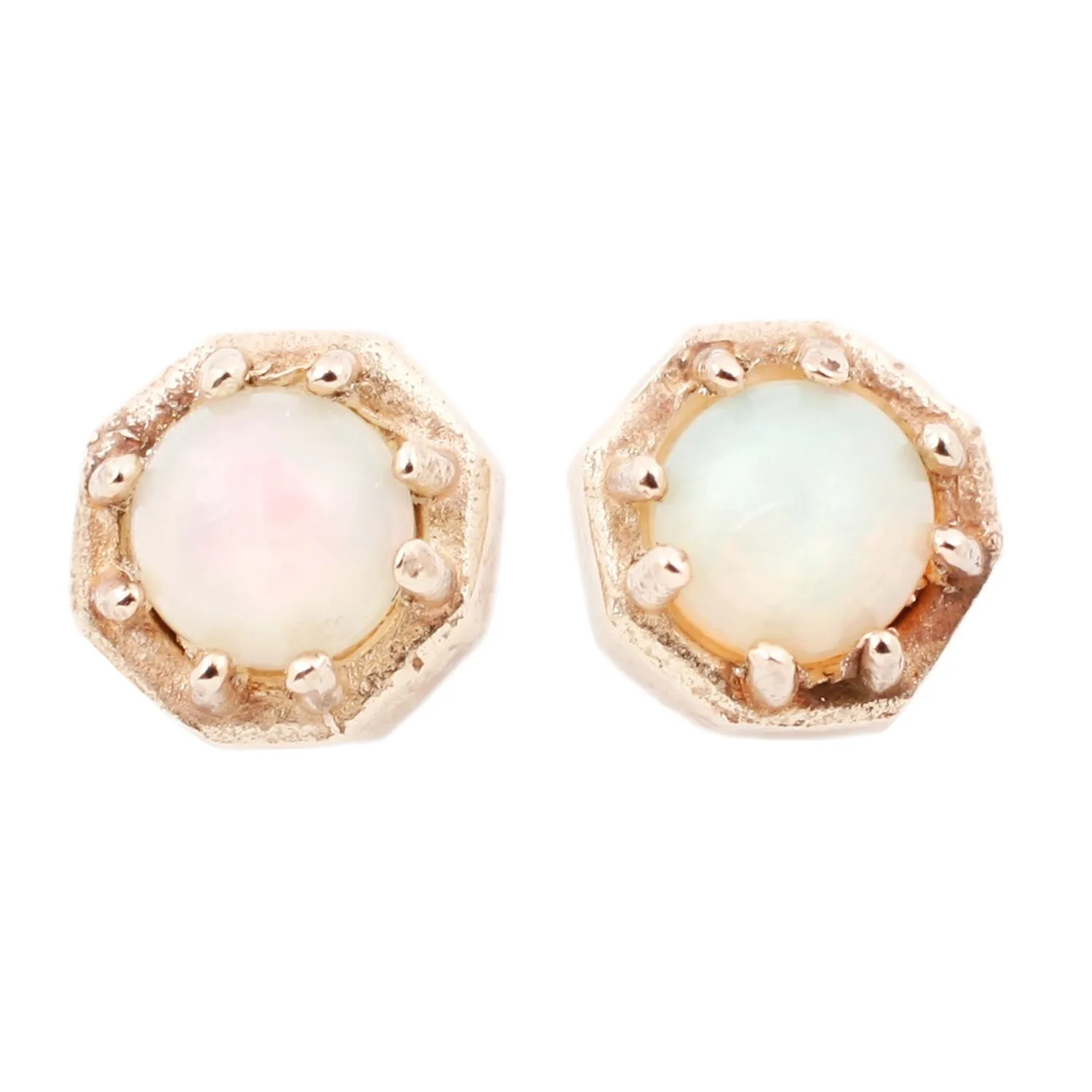 Tiny Opal Octagon Studs