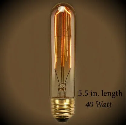 Tubular Vintage Light Bulb - 40 Watt- 5.5 in. Length - Clear