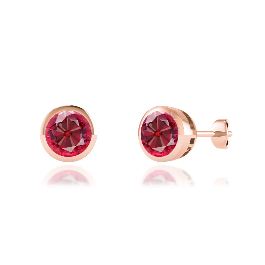 TYME - Bezel Edge Ruby Earrings 18k Rose Gold