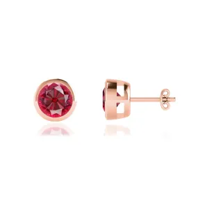 TYME - Bezel Edge Ruby Earrings 18k Rose Gold