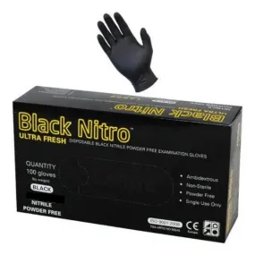 Ultra Fresh Black Nitro Nitrile Gloves Powder Free Medium 100pcs