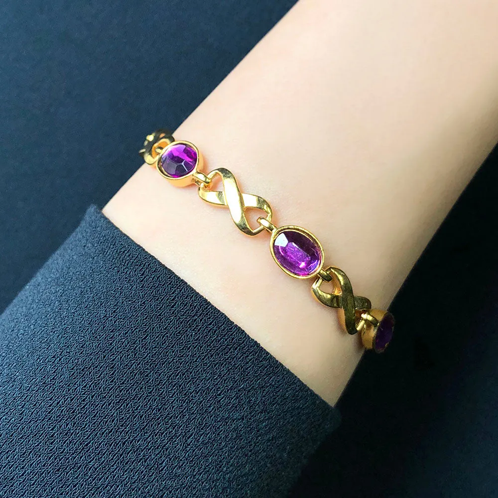 【USA輸入】ヴィンテージ エイボン アメジストパープル ブレスレット/Vintage AVON Amethyst Purple Bracelet