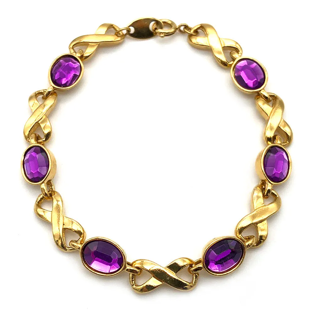 【USA輸入】ヴィンテージ エイボン アメジストパープル ブレスレット/Vintage AVON Amethyst Purple Bracelet