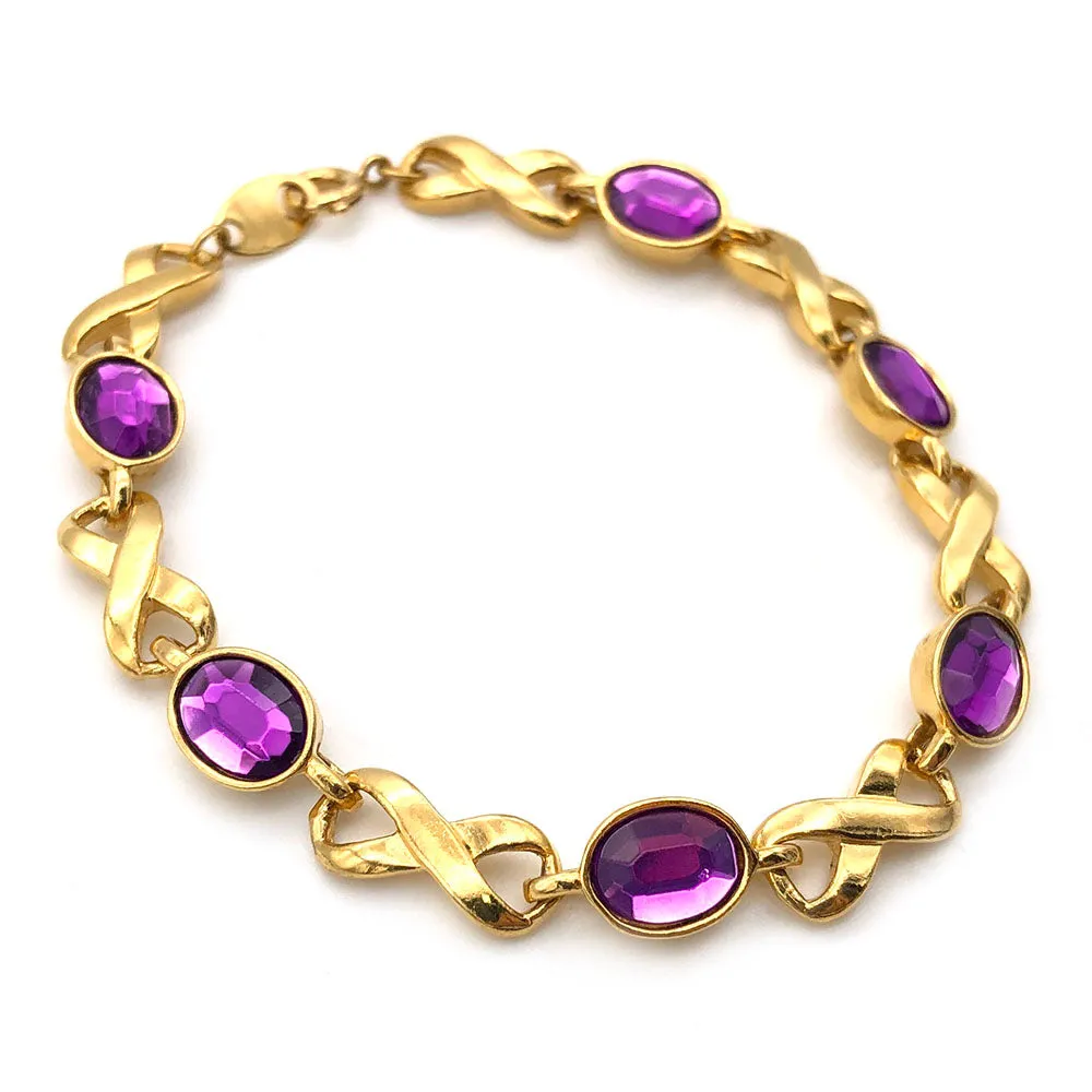 【USA輸入】ヴィンテージ エイボン アメジストパープル ブレスレット/Vintage AVON Amethyst Purple Bracelet