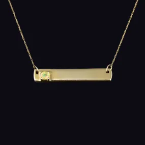 Vintage 10K Gold Horizontal Bar Opal Pendant Necklace