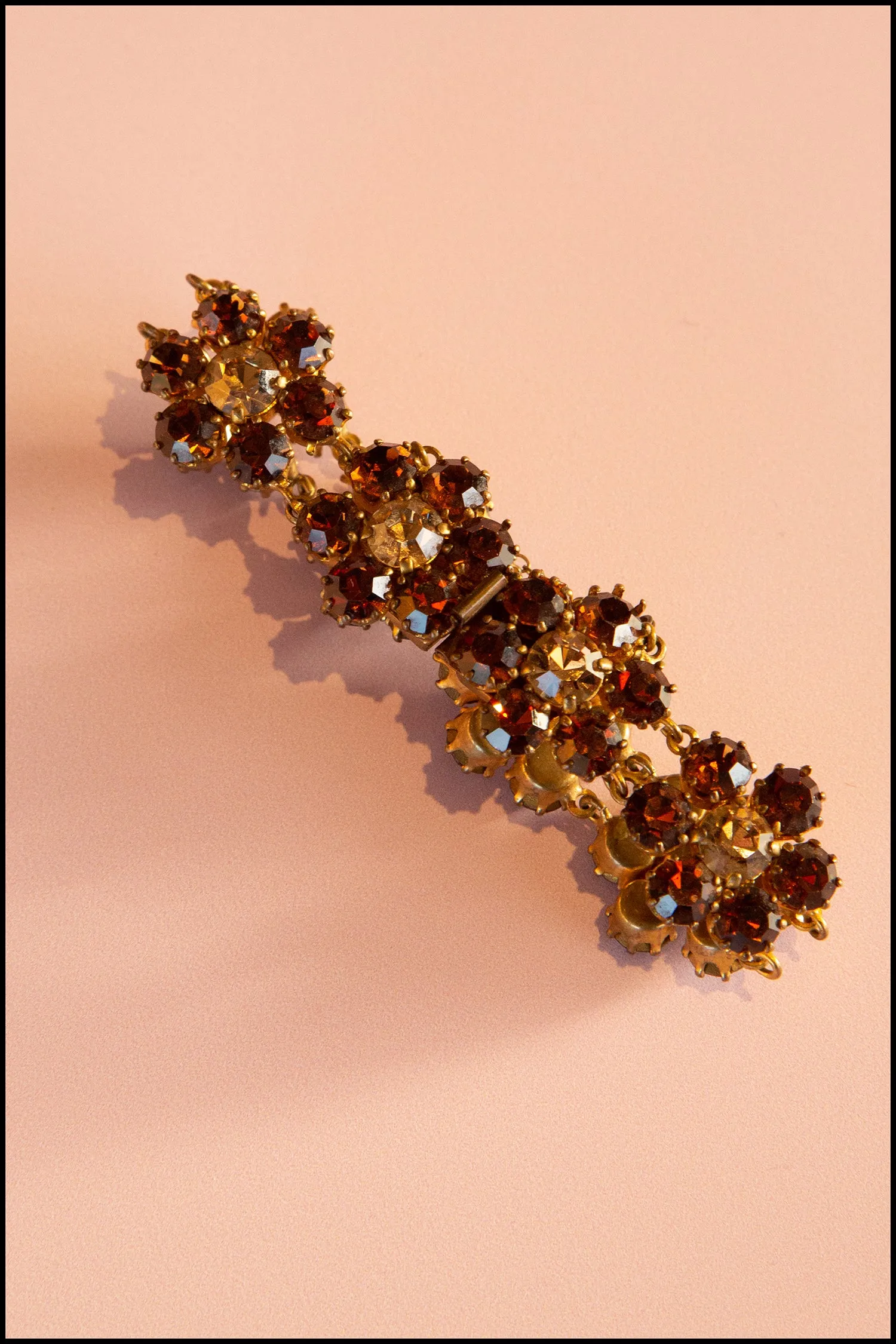 Vintage 1960s Topaz Rhinestone Flower Bracelet