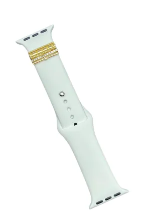 WATCH BAND WITH METAL ACCENTS | WHITE SILICONE