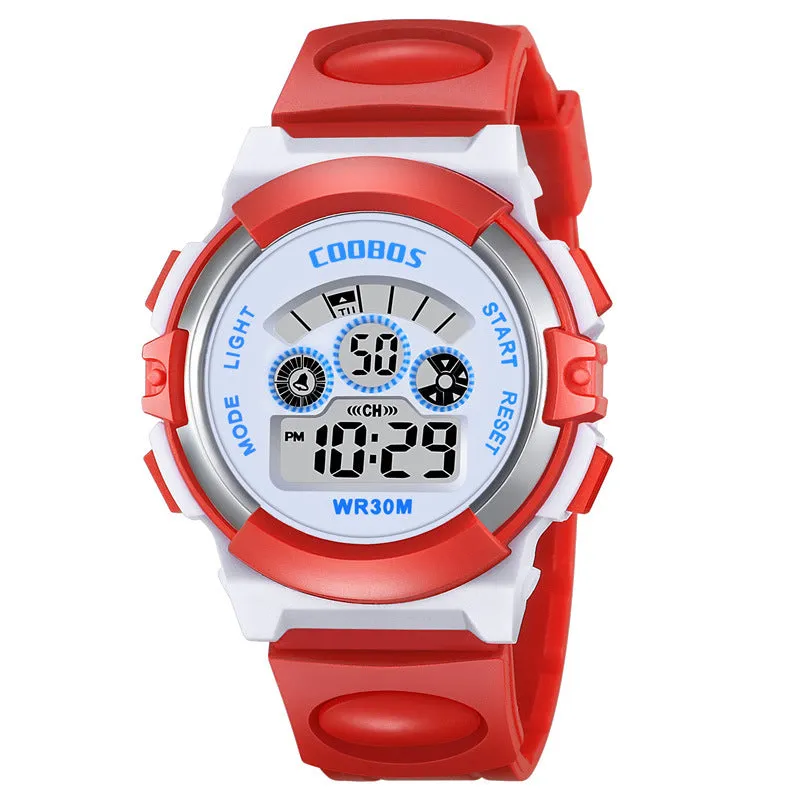 Watch Korean Fashion Electronic Watch Luminous Boys and Girls Multi-Functional Waterproof Student Sport Watch