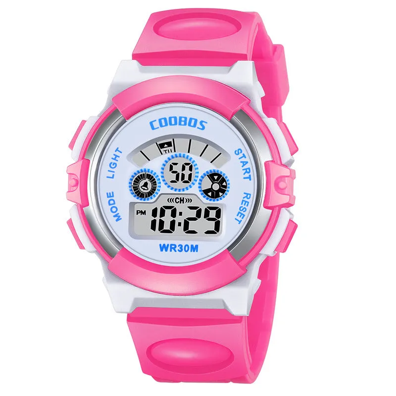 Watch Korean Fashion Electronic Watch Luminous Boys and Girls Multi-Functional Waterproof Student Sport Watch