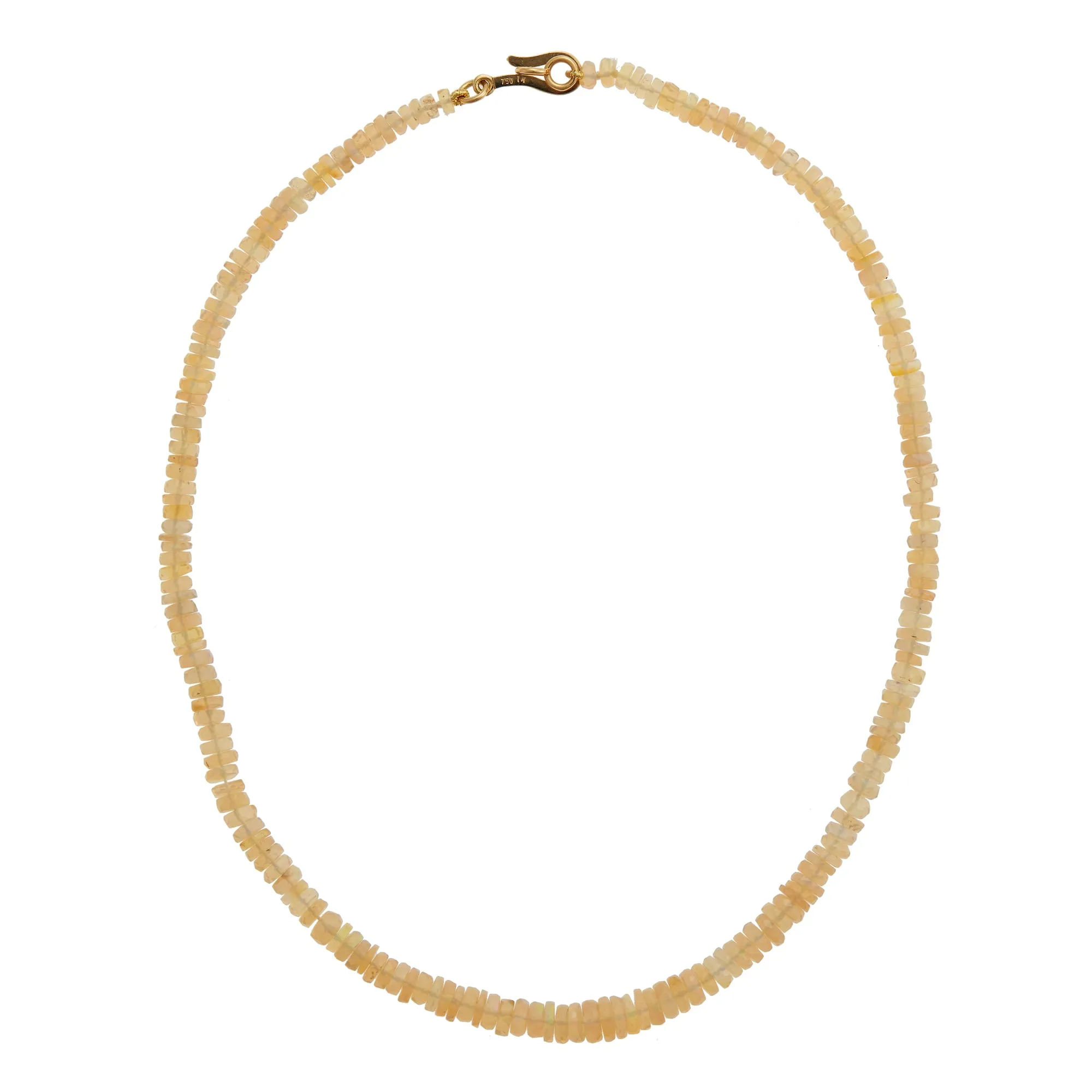 White Faceted Rondel Opal Beaded Necklace 209 (40cm)