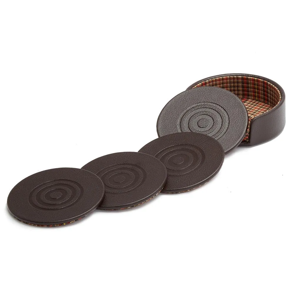 WM Brown Set of 4 Coasters with Case