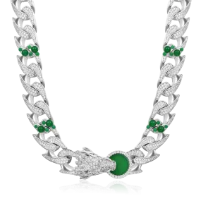 WONG Ⅱ Ridge Iced Jade Beads Cuban Necklace - 15mm