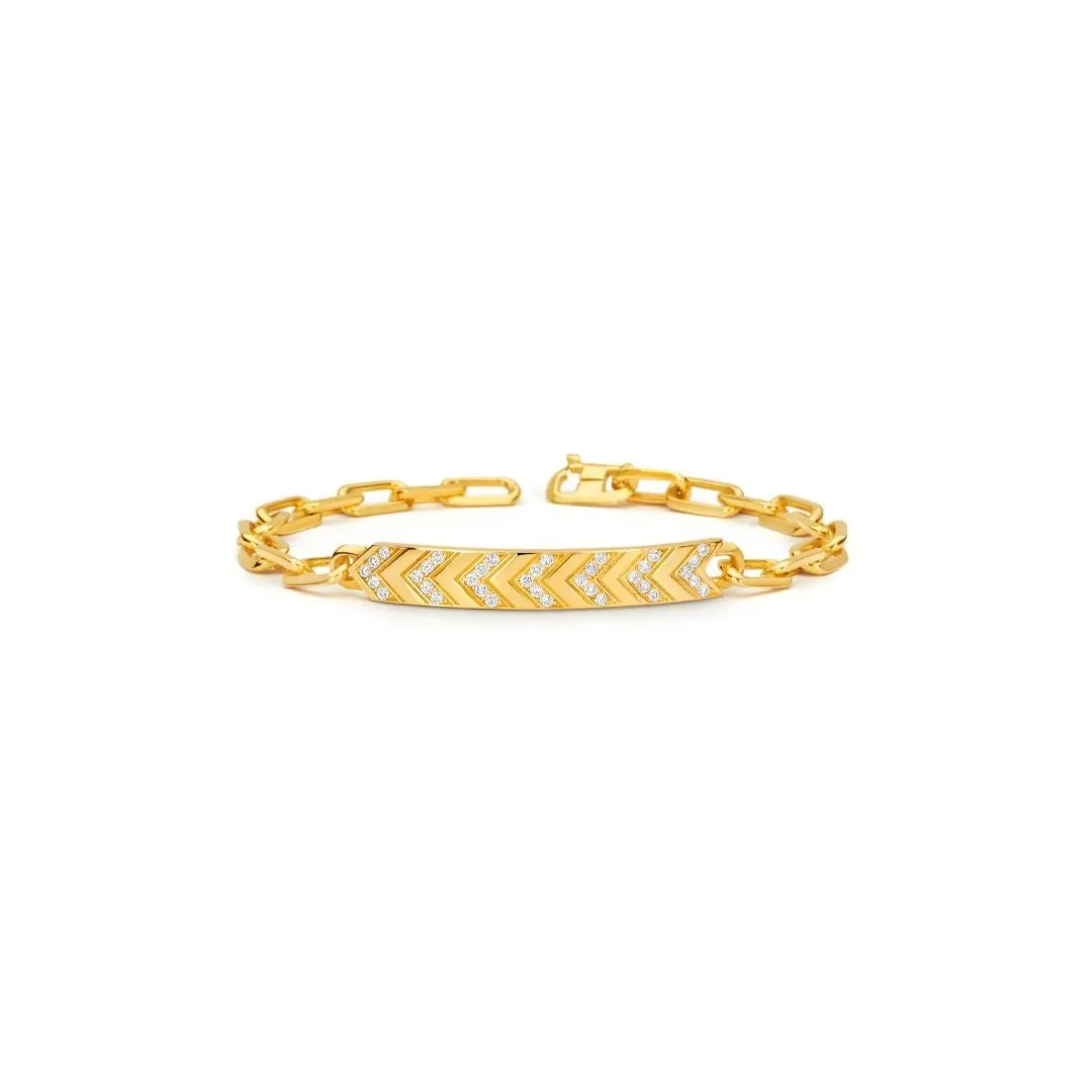 Yellow Gold Diamond Chevron Chain Bracelet